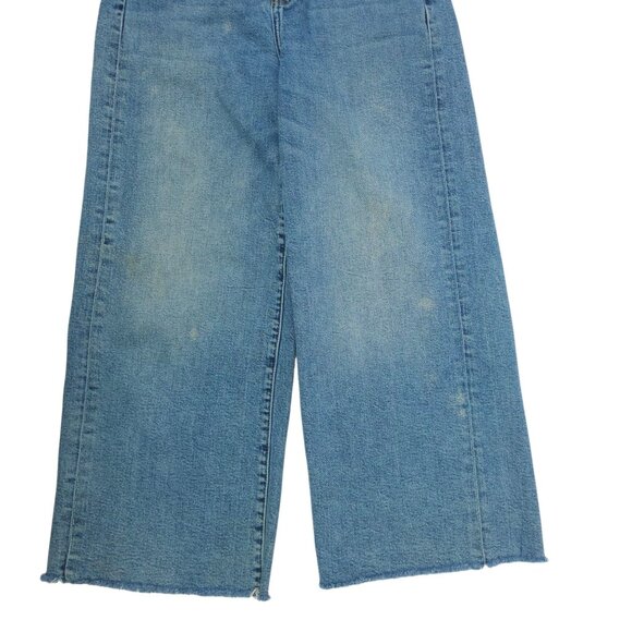 Banana Republic Crop Denim Womens Size 30 Mid Rise Wide Leg Raw Hem Jeans - Picture 10 of 15